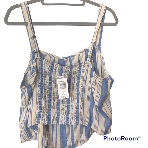 Torrid Blue & Ecru Adjustable Strap Crop Tank Top NWT Size 2X - Picture 8 of 15